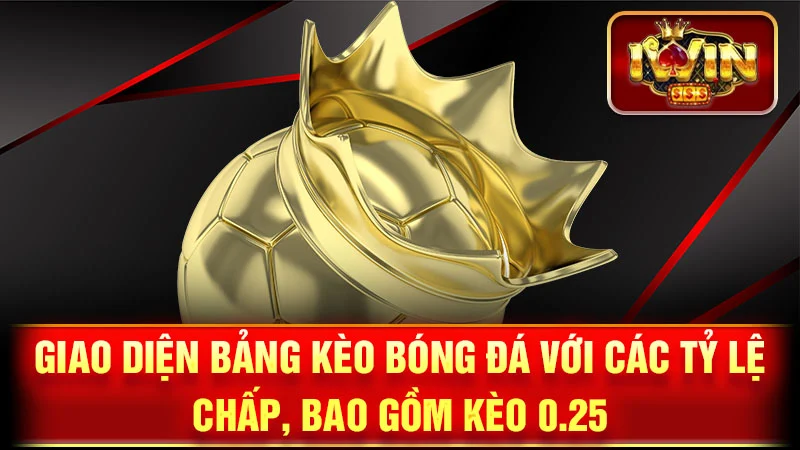 Giao diện bảng kèo bóng đá với các tỷ lệ chấp, bao gồm kèo 0.25.