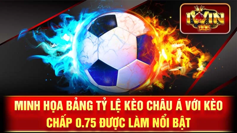 Minh họa bảng tỷ lệ kèo Châu Á với kèo chấp 0.75 được làm nổi bật.
