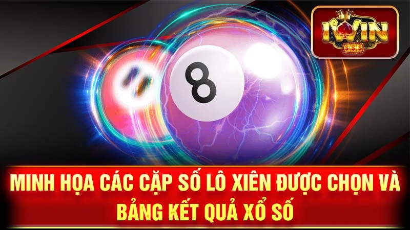 Minh họa các cặp số lô xiên được chọn và bảng kết quả xổ số.