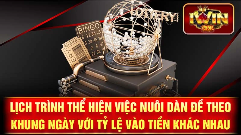 Lịch trình thể hiện việc nuôi dàn đề theo khung ngày với tỷ lệ vào tiền khác nhau.