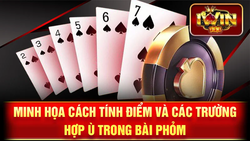 Minh họa cách tính điểm và các trường hợp ù trong bài Phỏm.
