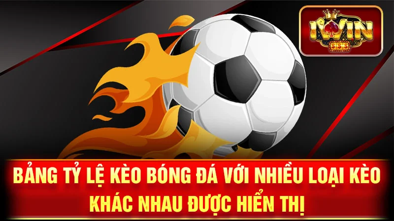 Bảng tỷ lệ kèo bóng đá với nhiều loại kèo khác nhau được hiển thị.